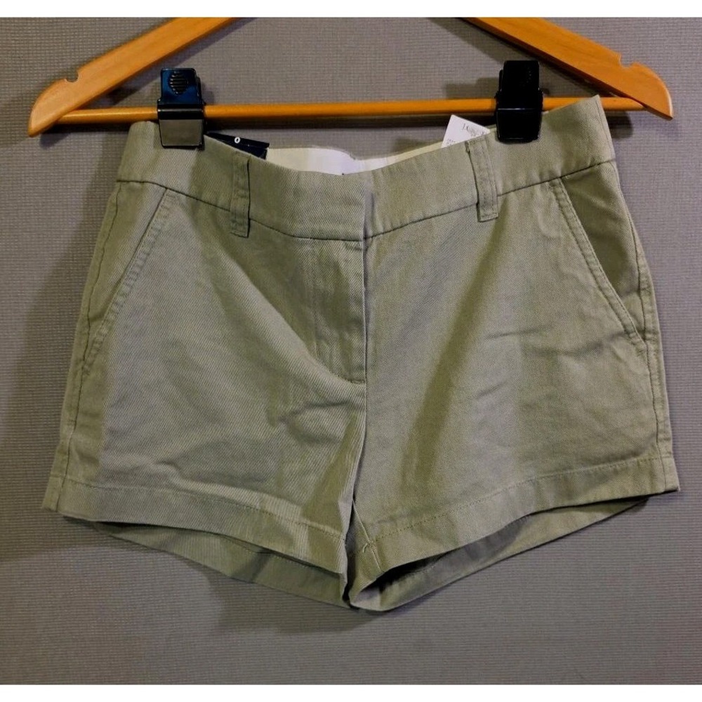 J.Crew Womens Size 0 3.5" Cotton Chino Shorts Sage Green NWT Casual Preppy